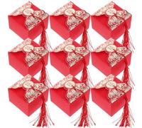 CRAFTHROU Lot de 20 Boîtes à Cotillons Rouges en Papier, Design Élégant Chinois, Contenant Dragées et Pratique pour Fête de Mariage