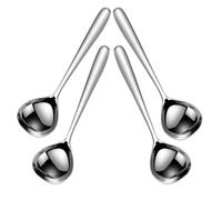 CRAFTHROU Lot de 4 Cuillères à Soupe en Acier Inoxydable Long Manche Argenté Cuisine Professionnelle, Surface Lisse pour Sauces et Ragoûts en Restaurant