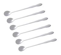 CRAFTHROU Lot de 6 Cuillères à Mélanger en Acier Inoxydable Anti-rouille Forme Gourde Poignée Longue Cuillères à Glace Cuisine et Bar à Domicile