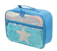 CRAFTHROU Lunch Bag Isotherme Garçon et Filles Poignée, Boîte à Lunch Scolaire en Aluminium Pailleté Bleu, Léger et Facile à Transporter pour Garçon Fille