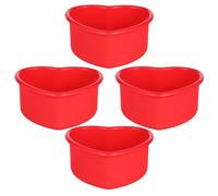 CRAFTHROU Moules à Gâteaux en Silicone Forme de Cœur 10 CM Lot de 4 Antiadhésifs pour Mini-Gâteaux, Adaptés Four, Micro-Ondes et Congélateur pour Usage Domestique