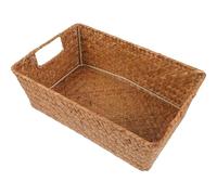 CRAFTHROU Panier Tressé la Main et Portable en Jonc de Mer Rectangle Résistant à L'usure pour Organiser Télécommandes et Accessoires pour Rangement de Bureau sur Table