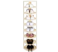 CRAFTHROU Range-Chaussures d'angle en Plastique Beige 9 Niveaux, Design Moderne et Montage Facile pour Rangement Vertical Entrée ou Placard