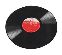 CRAFTHROU Tapis Rond Rétro Motif Disque Vinyle Noir en Polyester, Lavable en Machine, Antidérapant, pour Salon et Bureau