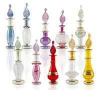 CraftsOfEgypt Genie Lot de 5 flacons de parfum miniatures en verre soufflé pour parfums et huiles essentielles, 5 cm de haut, couleurs assorties