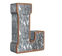 CraftyCrocodile Lettres de l'alphabet 3D en métal galvanisé de 17,8 cm pour décoration Murale - Lettre L à Suspendre et Poser - Lettres de l'alphabet rustiques décoratives pour Salon, Chambre à