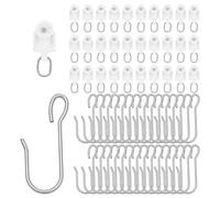 CRAFTYMELODY 30 crochet pour Rail de Rideau avec 30 crochets Coulissants en Fer et Plastique Crochets en Forme de S en Acier Supports à Roulettes Doubles pour Habillage de Fenêtre