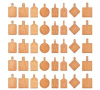 CRAFTYMELODY 40 pcs Mini Planche à Découper en Bois Petite Planche à Découper DIY avec Poignée Rectangle Ronde Plate Losange Palette à Charcuterie en Bois