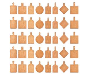 CRAFTYMELODY 40 pcs Mini Planche à Découper en Bois Petite Planche à Découper DIY avec Poignée Rectangle Ronde Plate Losange Palette à Charcuterie en Bois