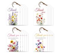 CRAFTYMELODY Étiquettes de Remerciement Florales avec Ficelle 80 styles en Papier Blanc à Suspendre 42 x (10)3cm pour Mariage Mariage Bricolage Cadeaux