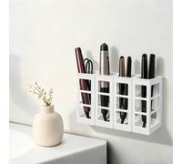 CRAFTYMELODY Lot de 4 organiseurs à outils pour cheveux - Support mural blanc à suspendre - Organiseur rectangulaire en plastique pour salle de bain - Organisateurs de tri pour sèche-cheveux, fers à