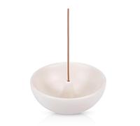 CRAFTYMELODY Porte-Encens en Céramique pour Bâtonnets Brûleur d'Encens Plat Rond Bol Polyvalent pour Aromathérapie Four Méditation Blanc Floral