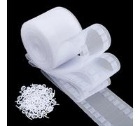 CRAFTYMELODY Ruban Adhésif Transparent Ondulé en Nylon pour Rideaux 12 m 100 crochets pour Rideaux de Fenêtre en Plastique Ruban Plissé en Nylon Blanc Accessoires pour Rideaux