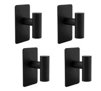 Cragmut Lot de 4 crochets adhésifs pour salle de bain en acier inoxydable, crochets adhésifs pour serviettes, ensemble de crochets carrés porte-manteau mural autocollant pour cuisine et salle de bain