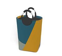 Craie Sarcelle Moutarde Panier à Linge, Panier à Linge Pliable Grand Bac de Rangement Sac à vêtements Durable avec poignées 50L