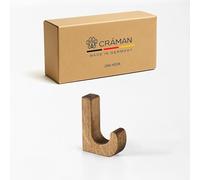 Craman crochet porte-serviette en bois autocollant en chêne - pour carreaux en céramique, patère/crochet de cuisine, style moderne, déco & idée cadeau, HSA, Made in Germany