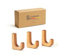Craman lot de 3 crochets porte-serviettes autocollants en chêne - pour carreaux en céramique, patères/crochets de cuisine, style moderne, déco & idée cadeau, Made in Germany