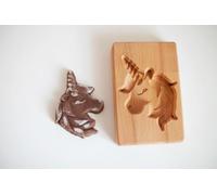 Craman Moule à biscuits en hêtre - Moule à pain d'épices et Springerle, tampon à biscuits en bois pour sablés, spéculoos et pain d'épices, fait main en Allemagne - Motif Licorne