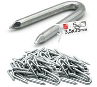 Crampillon acier galvanisé 3,5 x 35 mm, 5 kg env. 1050 pcs, clous en U | crampillons pour cloture, clou double pointe, grillage a poule, treillis, piquet bois, piquet cloture, Lun Fix