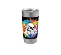 Crâne avec des lys pour les goths et les emos Gobelet isotherme en acier inoxydable double paroi