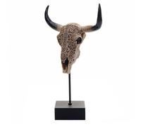 Crâne De Décoration Vache Hwc-D31, Polyresin, Trophée Avec Ornements, Taureau Avec Cornes, 47x30x12cm Gris