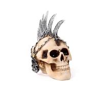 Crâne décoratif Style Punk avec crête de Lames et chaînes - Sculpture en résine ornementale - Figurine Accessoire Gothique pour Maison et Halloween