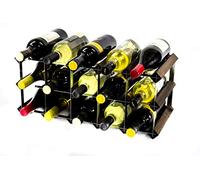 Cranville wine racks Bois Classique 15 Bouteille chêne teinté foncé et casier à vin en métal galvanisé prêt assemblé
