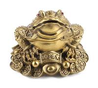Crapaud porte-bonheur, grenouille d'argent Feng Shui, figurine de crapaud en laiton doré signifiant devenir riche, crapaud à trois pattes pour près de la caisse enregistreuse, du (11 cm*9 cm*8 cm)