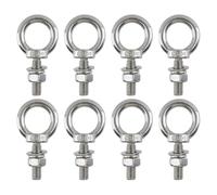 Crapyt Lot de 8 boulons à œil M10 avec rondelles, filetage de 3,2 cm, en acier inoxydable 304, très résistant, pour accrocher des luminaires, des câbles en acier ou des clôtures à chaîne