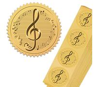 craspire 100 pièces Autocollants en Relief Auto-Adhésifs en Feuille d'or 5 cm Médaille Décoration Autocollant Certification Remise des Diplômes Sceaux d'entreprise Sceaux(Note de Musique)