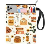 craspire 11 x 8.6 Pouces Jaune Clair Couverture de Livre Manche de Livre Nourriture de Tournesol Miel Tissu de Hamburger Portable Lavable Sac de Protection broché Fermeture éclair Poche