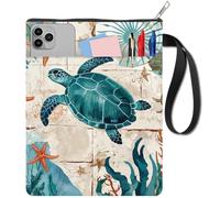 craspire 11 x 8.6 Pouces Tortue Couverture de Livre Pochette océan Animal étoile de mer agrass Bleu Bloc-Notes Tissu Protecteur de Livre Poche à glissière Lavable réutilisable pour Les Amateurs