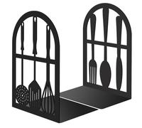 craspire 2 Styles Support de Bouchon de Repose-Livre en Métal Cuillère de Vaisselle Support de Rangement de Bout de Livre Lourd Support Décoration Créative 7x4.7x3.5 Pouces Noir Antidérapant Étagère