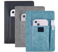 craspire 3 Couleurs Housse de Livre Cuir PU A5 Housse de Livre Imperméable Gris Cyan Noir Housse de Protection de Livre Réutilisable pour Livre de Broche Couverture de Cahier avec Trousse à Crayons