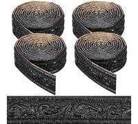 craspire 362 x 1.8po Peel and Stick Crown Molding Black 3D Bordure de Papier Peint Auto Adhésive Garniture de Plinthe Flexible Miroir Bordure Murale Collante Lignes de Base Mousse pour Décoration