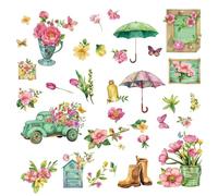 craspire 8 Feuille de Fleurs Printanières pour Fenêtre Autocollants Floraux D'Été en Verre Papillon Parapluie Camion Étanche Anti Collision pour Fenêtre Décoller et Coller pour la Maison la Chambre
