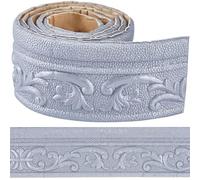 craspire 82 x 3 pouces bande de mousse flexible auto-adhésive en mousse argentée garniture à décoller et à coller Bordure de papier peint décorative 3D autocollante Moulure de finition de mur Plinthe