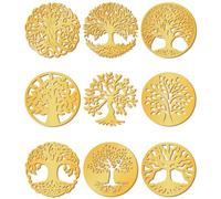 craspire 9 pièces Autocollants en Métal Arbre de Vie avec Pince à Épiler Orgonite Autocollant Doré Imperméable Auto-Adhésif Décorer Autocollants pour Scrapbooking Bricolage Résine Artisanat Décor