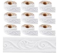 craspire 9 Rouleau de 66.4 Pieds de Long Bordure de Papier Peint Vintage Blanche Moulure de Couronne Autocollante Mousse Flexible Plinthe Miroir Bordure Murale Autocollante pour Décoration de Plafond