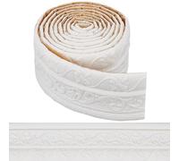 craspire 90 x 3 Pouce Moulure Peler et Coller Garniture en Mousse Flexible Autocollants de Plinthes Blanches Bordure de Papier Peint Auto-Adhésive 3D Bordure Murale Décorative Collante Bordure