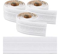 craspire Bordure de Papier Peint Autocollante de 265.5 x 3.14 po Moulure de Couronne Blanche Auto Adhésive Flexible 3D Bordure de Plinthe Miroir Bordure Murale Collante Lignes de Base en Mousse