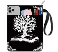 CRASPIRE Housse de Livre avec Fermeture Éclair Motif Arbre de Vie Pochette de Protection Tissu Lavable Double Face Couverture Rigide Accessoires de Lecture Cadeaux pour Club de Lecture pour Femme