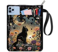 craspire Housse de Livre Chat Noir Housse de Livre Animal Fleur Étoile Housse de Protection de Livre à Livre en Tissu Lavable Housse de Livre en Tissu avec Fermeture à Glissière et Poche à Manches