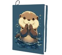 craspire Housse de Protection Extensible pour Livre Motif Loutre de Dessin Animé Lavable et Réutilisable Jusqu'À 9 x 11 Pouce pour la Rentrée Scolaire Enveloppes Élastiques pour Cahiers Convient