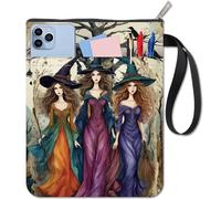 craspire Housse de Protection pour Carnet de Notes 11x8.6 po Fermeture Éclair Motif Sorcière Motif Halloween Tissu Magique Lavable Réutilisable Double Face pour Livre de Poche Couverture Rigide Idéal