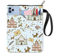 craspire Housse de Protection pour Carnet de Notes avec Fermeture Éclair Motif Feuilles D'Église Plumes Imprimé Lavable en Tissu pour Voyage avec Poche Avant pour Livres de Poche Livres à Couverture