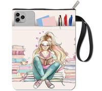craspire Housse de Protection pour Livre avec Fermeture Éclair et Poche Supplémentaire Rectangulaire Lavable en Tissu Motif Floral pour Livres de Poche Livres à Couverture Rigide Cahier Bureau