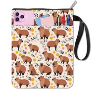 craspire Housse de Protection Zippée Capybara avec Pochette Supplémentaire Tissu Lavable Imprimé Animal Recto Verso pour Carnet de Notes Livre de Poche Livre à Couverture Rigide