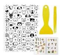 craspire Livre de Collection D'Autocollants Réutilisable avec Pince à Épiler et Raclette Motif Chiot Mignon Papier Autocollant Vierge Format A5 40 Feuilles Album de Rangement pour Étiquettes et