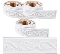 CRASPIRE Moulure de Couronne de 266 x 23cm en Mousse Blanche Auto Adhésive Flexible {2}D Collante Vintage Décorative pour Papier Peint Bordure Murale en Mousse Plinthe Miroir Lignes Murales Décoration